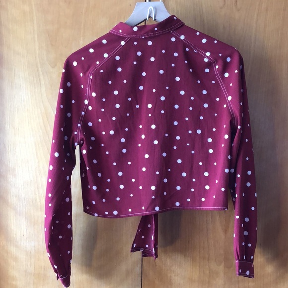 Y2K Lush Brick Red & White Crop Top Tie Waist Top S - Picture 2 of 5